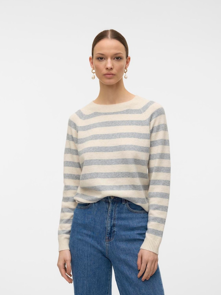 VERO MODA Natural Chrome Round Neck Knitted Jumper - Image 1 of 5
