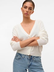 VERO MODA White Lightweight V-Neck Cardigan - Image 1 of 5