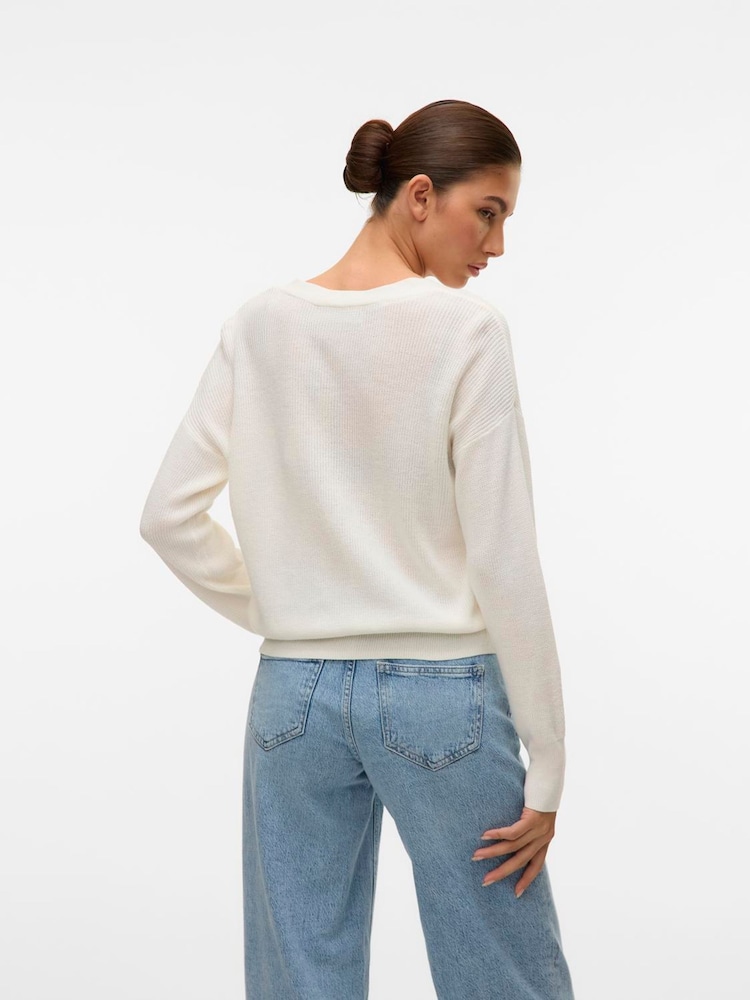 VERO MODA White Lightweight V-Neck Cardigan - Image 2 of 5