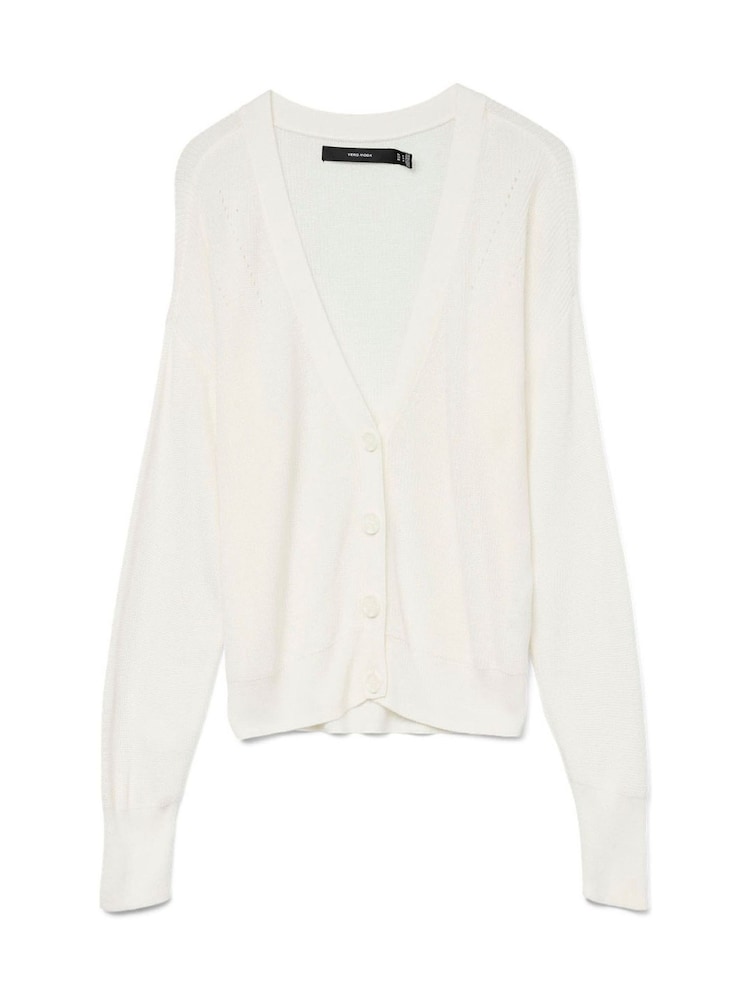 VERO MODA White Lightweight V-Neck Cardigan - Image 5 of 5