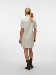 VERO MODA White Short Sleeve Button Down Denim Dress - Image 2 of 6