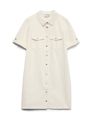 VERO MODA White Short Sleeve Button Down Denim Dress - Image 6 of 6