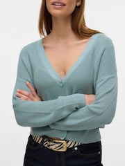 VERO MODA Blue Lightweight V-Neck Cardigan - Image 3 of 5
