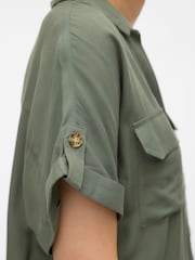 VERO MODA Green Short Sleeve Button Through Open Neck Shirt - Image 4 of 5