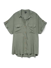 VERO MODA Green Short Sleeve Button Through Open Neck Shirt - Image 5 of 5