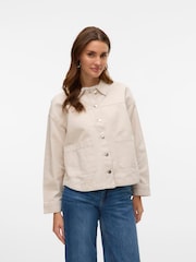 VERO MODA Cream Denim Shacket - Image 3 of 6