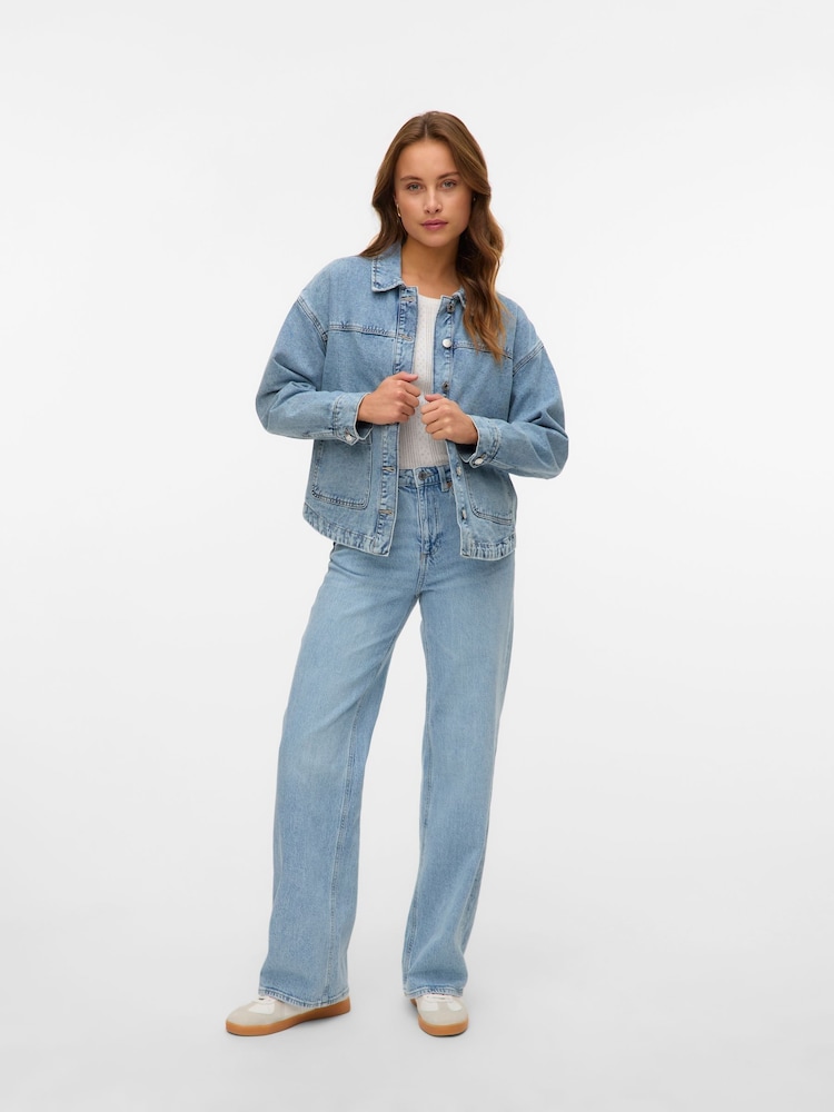 VERO MODA Blue Long Sleeve Denim Shacket - Image 2 of 7 VERO MODA Blue Long Sleeve Denim Shacket - Image 2 of 7