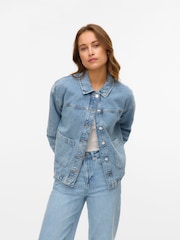 VERO MODA Blue Long Sleeve Denim Shacket - Image 3 of 7