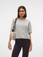 VERO MODA Grey Half Sleeve Round Neck Knitted Top - Image 1 of 5