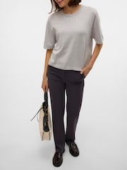 VERO MODA Grey Half Sleeve Round Neck Knitted Top - Image 3 of 5