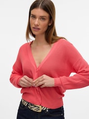 VERO MODA Pink Lightweight V-Neck Cardigan - Image 3 of 5
