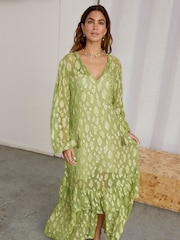 Never Fully Dressed Green Jacquard Harmony Dress - Image 1 of 8