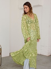 Never Fully Dressed Green Jacquard Harmony Dress - Image 4 of 8