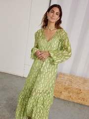 Never Fully Dressed Green Jacquard Harmony Dress - Image 5 of 8