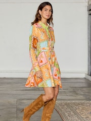Never Fully Dressed Orange Soller Mini Lauren Shirt Dress - Image 3 of 4