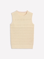 Boden Cream Elodie Stitch Crew Tank Top - Image 2 of 6