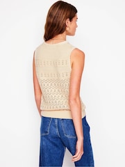 Boden Cream Elodie Stitch Crew Tank Top - Image 4 of 6