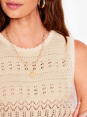 Boden Cream Elodie Stitch Crew Tank Top - Image 5 of 6