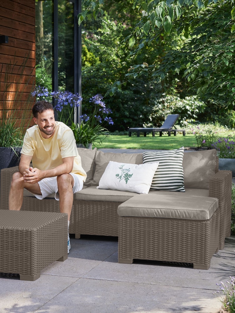 Keter Cappuccino California 3 Seater Chaise Lounge Set - Image 1 of 6