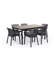 Keter Grey Porto Dining Table and 6 Chairs Set - Image 2 of 6