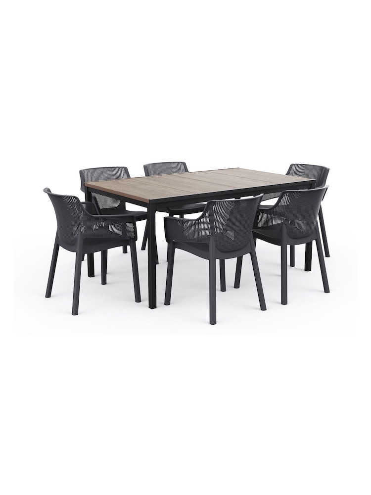Keter Grey Porto Dining Table and 6 Chairs Set - Image 2 of 6