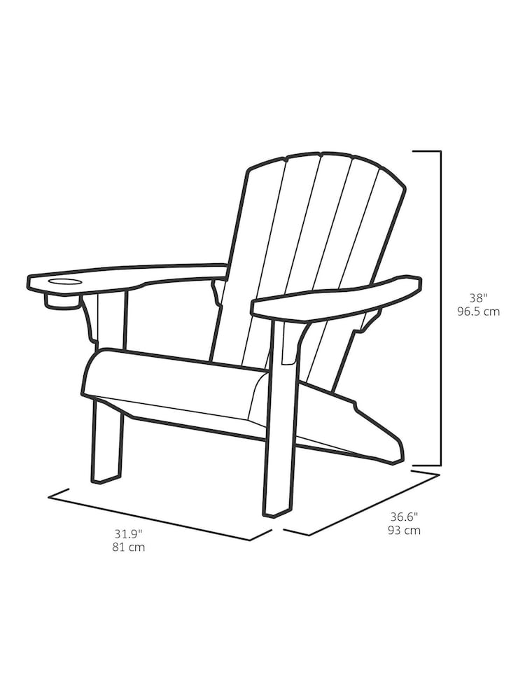 Keter 2 Pack Grey Adirondack Garden Chairs - Image 5 of 5