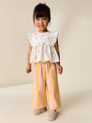 Peach Pink Embroidered Blouse And Trousers Co-ord Set (3mths-8yrs) - Image 1 of 8