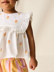 Peach Pink Embroidered Blouse And Trousers Co-ord Set (3mths-8yrs) - Image 3 of 8
