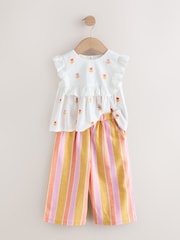 Peach Pink Embroidered Blouse And Trousers Co-ord Set (3mths-8yrs) - Image 5 of 8