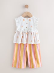 Peach Pink Embroidered Blouse And Trousers Co-ord Set (3mths-8yrs) - Image 6 of 8