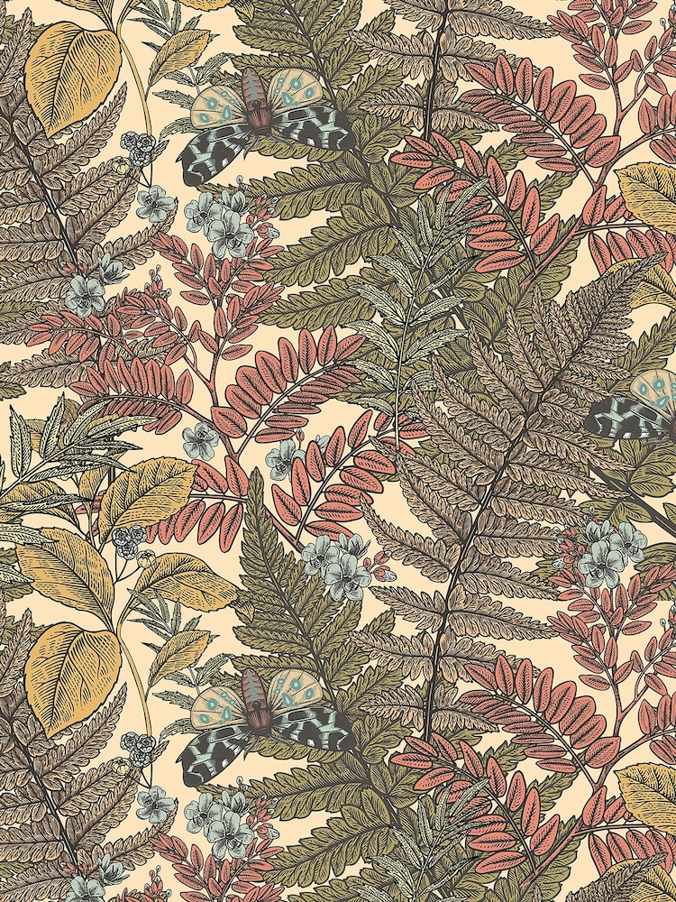 Hoopla Walls Warm Spice Wild Ferns A4 Wallpaper Sample - Image 1 of 1