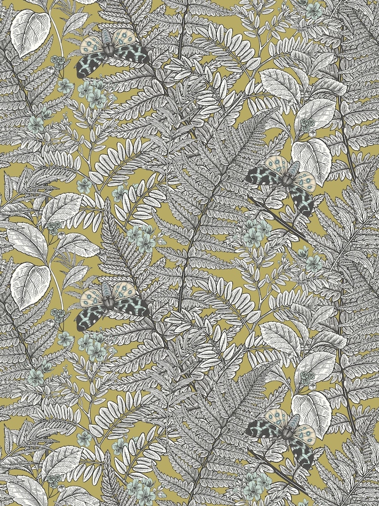 Hoopla Walls Olive Wild Ferns A4 Wallpaper Sample - Image 1 of 1