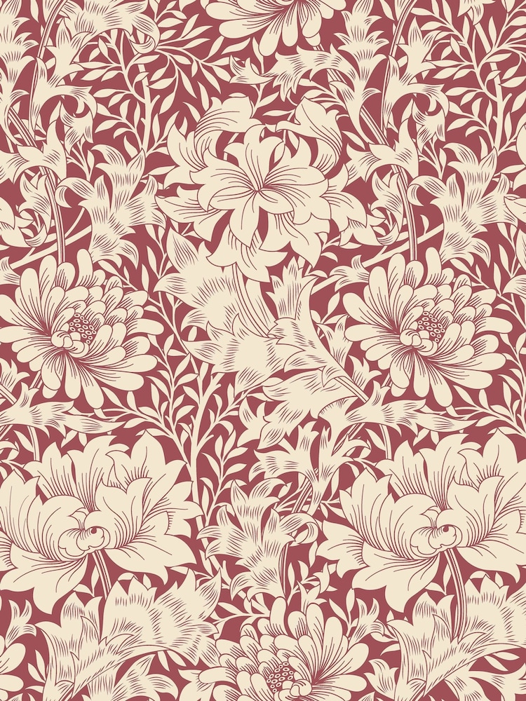 Hoopla Walls Ruby Red Chrysanthemum A4 Wallpaper Sample - Image 1 of 1
