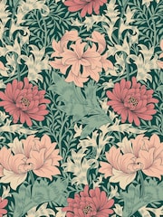 Hoopla Walls Green  Pink Chrysanthemum A4 Wallpaper Sample - Image 1 of 1