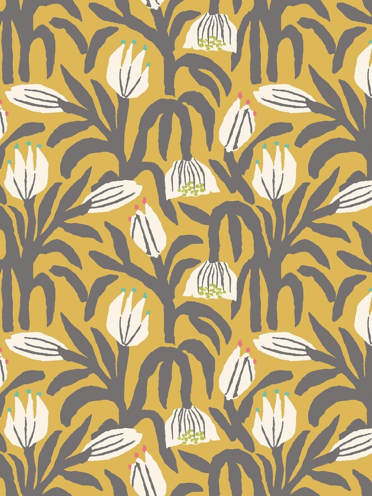 Hoopla Walls Mustard Chunky Flower Print A4 Wallpaper Sample - Image 1 of 1 Hoopla Walls Mustard Chunky Flower Print A4 Wallpaper Sample - Image 1 of 1