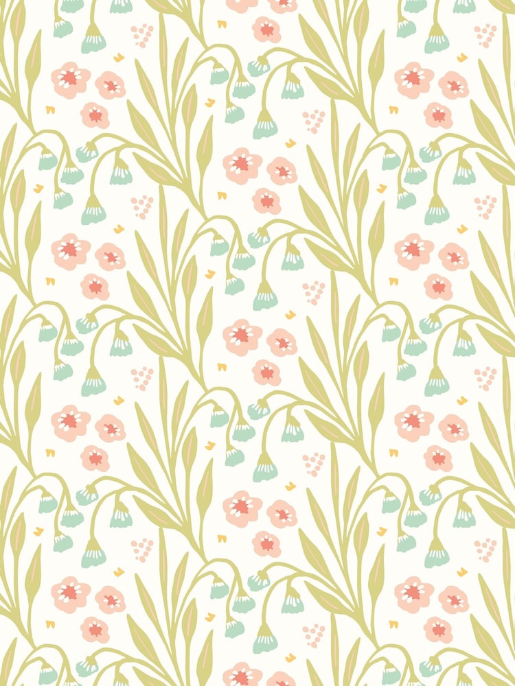 Hoopla Walls Peach Duck Egg Meadow Stripe A4 Wallpaper Sample - Image 1 of 1