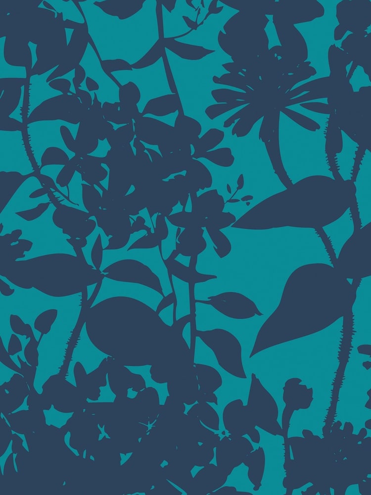 Hoopla Walls Ink Teal Summer Silhouette A4 Wallpaper Sample - Image 1 of 1 Hoopla Walls Ink Teal Summer Silhouette A4 Wallpaper Sample - Image 1 of 1