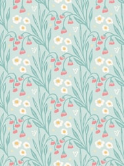 Hoopla Walls Seafoam Coral Meadow Stripe A4 Wallpaper Sample - Image 1 of 1
