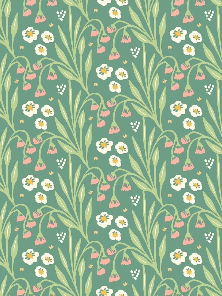 Hoopla Walls Leaf Peony Meadow Stripe A4 Wallpaper Sample - Image 1 of 1