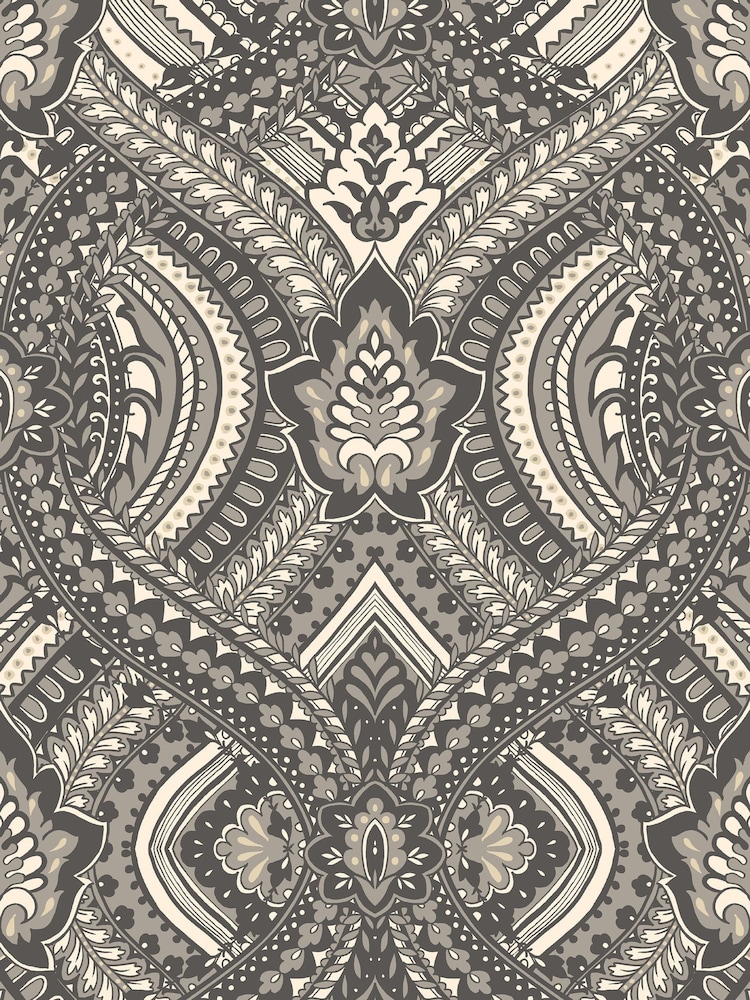 Hoopla Walls Black Ogee Damask A4 Wallpaper Sample - Image 1 of 1 Hoopla Walls Black Ogee Damask A4 Wallpaper Sample - Image 1 of 1