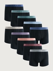 Navy Blue Waistband - باقاعدہ - اے فرنٹ باکسرز 10 پیک - تصویر 1 از 14