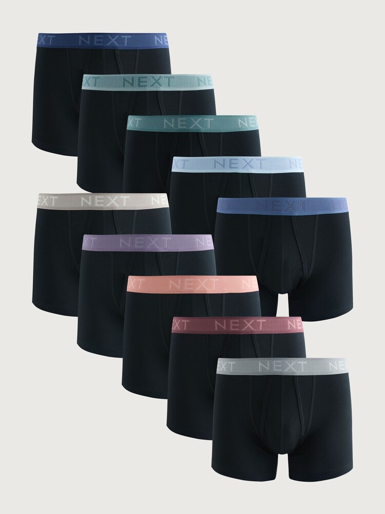 Navy Blue Waistband - باقاعدہ - اے فرنٹ باکسرز 10 پیک - تصویر 1 از 14