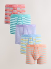 Purple/Green Stripe - عبوة 5 بوكسرات بقصة أمامية بشكل A - صورة 1 من 10