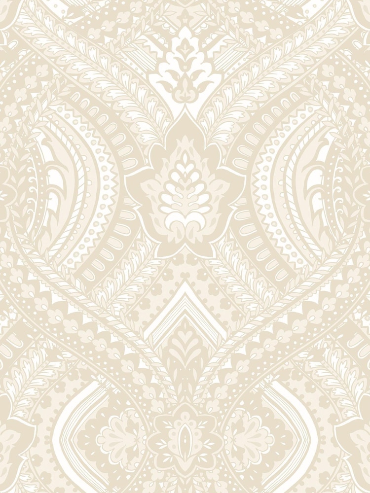 Hoopla Walls Natural Ogee Damask A4 Wallpaper Sample - Image 1 of 1