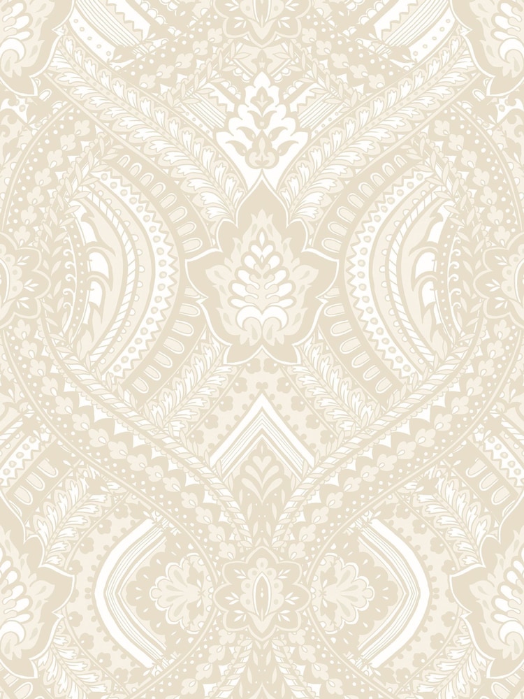 Hoopla Walls Natural Ogee Damask A4 Wallpaper Sample - Image 2 of 3