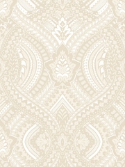 Hoopla Walls Natural Ogee Damask A4 Wallpaper Sample - Image 3 of 3