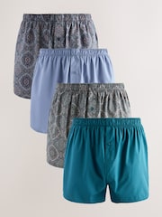 Navy/Burgundy Paisley Print 4 pack Woven Pure Boxers - Image 1 of 8