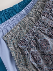 Navy/Burgundy Paisley Print 4 pack Woven Pure Boxers - Image 7 of 8