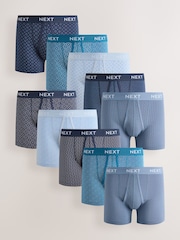 Navy Geo Print 10 pack A-Front Boxers - Image 1 of 14