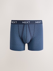 Navy Geo Print 10 pack A-Front Boxers - Image 6 of 14